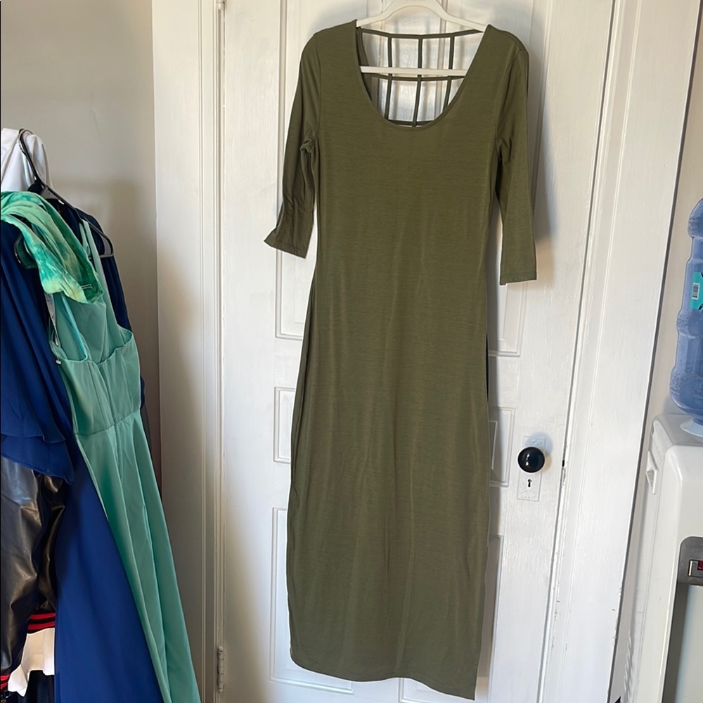 Elegant Olive Green Women's Dress